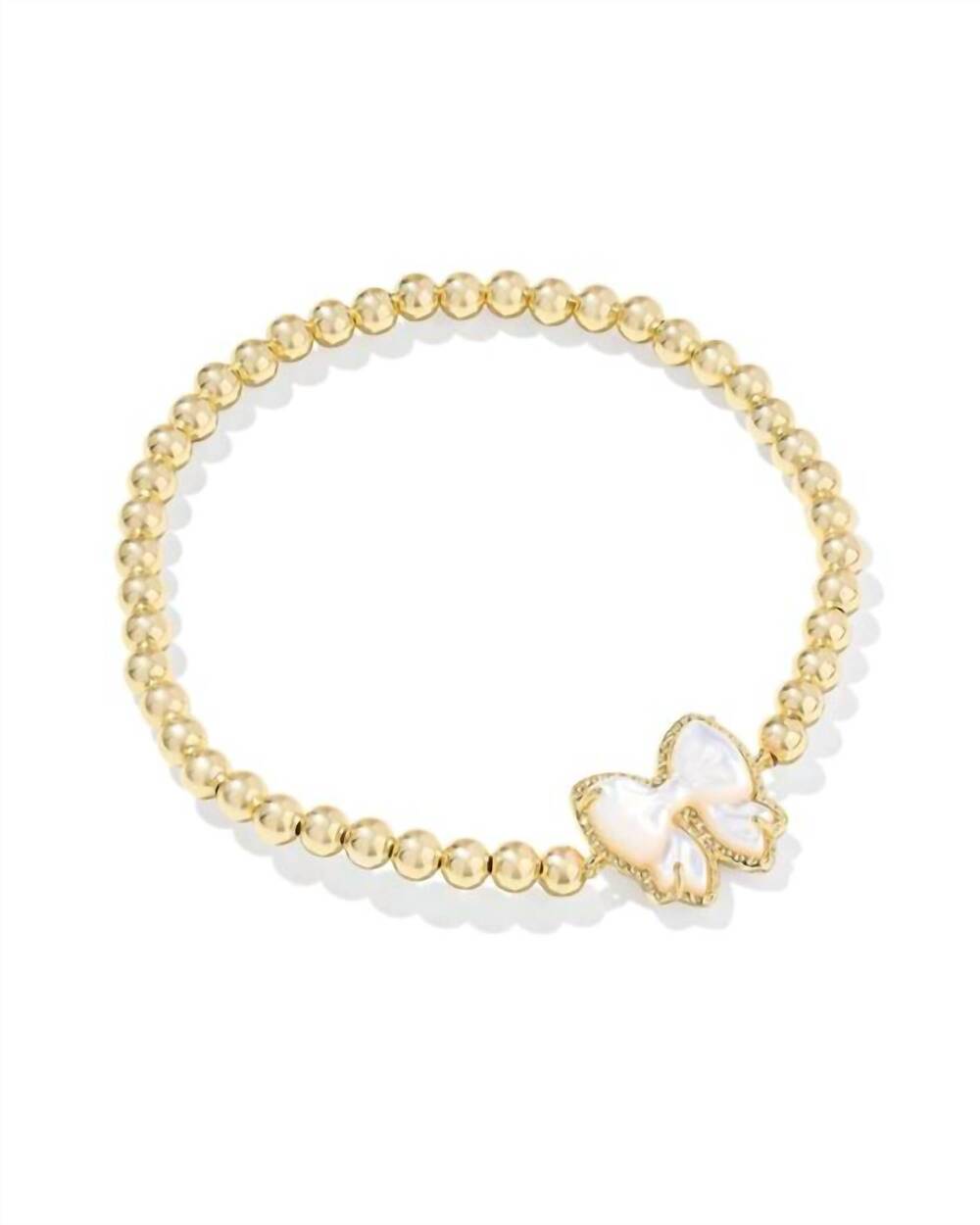 NEW KENDRA SCOTT women's haley bow stretch bracelet in gold/ ivory mother of pea